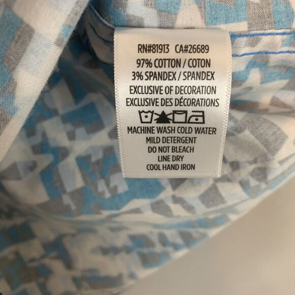 Robert Graham Blue Geometric Print Button Up Shirt Size Large Mens Casual - Picture 4 of 8